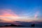Nice twilight sky over island at sea