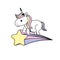 Nice unicorn with horn and shooting star