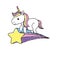 Nice unicorn with horn and shooting star