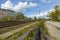 Nice view of the city landscape. Railroad passing through the city.