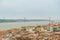 Nice view on Tagus river with famous suspension bridge in Lisbon