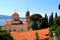 Nice view of town Herceg Novi in Montenegro with Savina Monastery, Serbian Orthodox Church. Churches and towers, ancient monastery