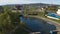 Nice Walk Bridge over Channel against City Aerial View