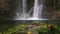 Nice waterfall detail on the forest in Spain in a cloudy day