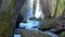 Nice waterfall in the forest in Spain in a cloudy day