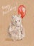 A nice white mouse with bright red balloon