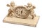 Nice white old fashioned vintage clock with two baby angels or cupids from both sides.