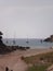 Nice wild beach of Algairens with sailboats moored in Citadel on Menorca Island. July 5, 2012. Menorca, Balearic Islands, Spain,