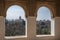 Nice windows and a view of the ancient Arabian palace Alhambra. Granada, Spain