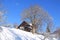 Nice wooden house in winter