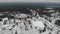 Nice wooden village small town Russia. Winter with snow. Unfrozen river. Fields.