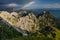 Nicely illuminated Julian Alps from Mangart Pass, Triglav national park, Slovenia, Europe