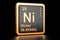 Nickel Ni chemical element. 3D rendering