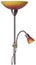 Nickel red and orange uplighter torchiere floor lamp with a small reading light, isolated on a white background