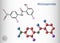 Niclosamide molecule. It is chlorinated salicylanilide, antihelminthic drug for the treatment of tapeworm infections