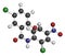 Niclosamide tapeworm drug molecule (anthelmintic). May be useful as antidiabetic drug, acting as a mitochondrial uncoupler. Atoms