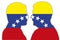 Nicolas Maduro vs Juan GuaidÃ² portrait silhouettes on the Venezuela flag