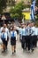 Nicosia, Cyprus-October 28, 2019: high school students from different schools in uniform participate in a solemn parade dedicated