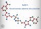 Nicotinamide adenine dinucleotide oxidized form, NAD+ coenzyme molecule. Structural chemical formula, molecule model. Sheet of