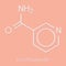 Nicotinamide drug and vitamin molecule. Skeletal formula.