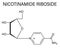 Nicotinamide riboside molecule. Skeletal formula.