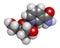 Nicotinamide riboside NR molecule. Precursor of nicotinamide adenine dinucleotide NAD. 3D rendering. Atoms are represented as