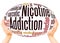 Nicotine addiction word cloud hand sphere concept