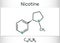 Nicotine molecule, is alkaloid , found in the nightshade family of plants. Structural chemical formula