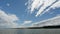 Nida, Curonian Spit, Lithuania. Parnidis dunes and small yacht in a curonian lagoon.