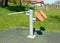 NIDA, LITHUANIA. The street exercise machine `Top draft` for disabled people