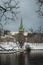 Nidarosdomen Cathedral in Trondheim. Beautiful wintertime