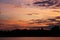 Niegocin lake Mazury Poland sunset on the lake with orange sky