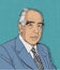 Niels Bohr isolated cartoon portrait, vector