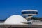 Niemeyer Centre by Oscar Niemeyer in Aviles, Asturias, Spain. Urban architecture center. Staircase