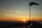 Nieuwpoort in Belgium. Pier and harbor entrance at sunset.