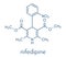 Nifedipine calcium channel blocker drug. Used in treatment of angina and hypertension high blood pressure. Skeletal formula.