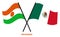 Niger and Mexico Flags Crossed And Waving Flat Style. Official Proportion. Correct Colors