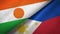 Niger and Philippines two flags textile cloth, fabric texture