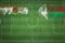 Niger vs Madagascar Soccer Match, national colors, national flags, soccer field, football game, Copy space