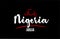 Nigeria country on black background with red love heart and its capital Abuja