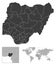 Nigeria - detailed country outline and location on world map.