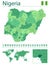 Nigeria detailed map and flag. Nigeria on world map