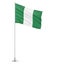 Nigeria flag on a flagpole white background 3D illustration