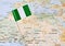 Nigeria flag pin on map