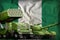 Nigeria heavy military armored vehicles concept on the national flag background. 3d Illustration