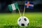 Nigeria - Iceland, Group D, Friday, 22. June, Football, World Cup, Russia 2018, National Flags on green grass, white football ball