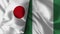 Nigeria and Japan Realistic Flag â€“ Fabric Texture Illustration