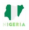 Nigeria Logo. Map of Nigeria with country name.