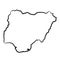 Nigeria map from the contour black brush lines different thickness on white background. Vector illustration