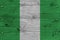 Nigeria national flag painted old oak wood fastened